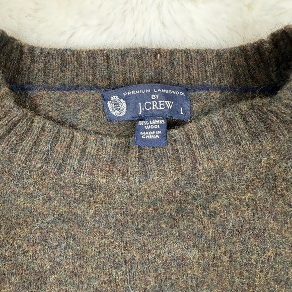 J. Crew 100% Lambswool Crew Neck Knit Sweater Style 98323 Brown Men's Large - Picture 3 of 7